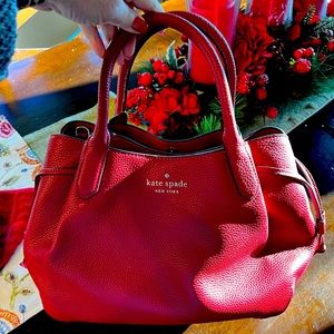 Kate Spade Dumpling Large Satchel in deep red leather
